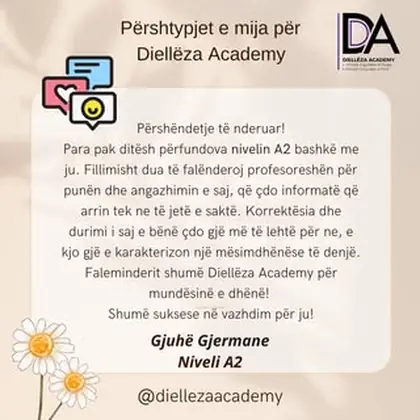 Një nga studentët tanë ndau me ne përshtypjet e saja pasi ndoqi kursin e gjuhës gjermane,…