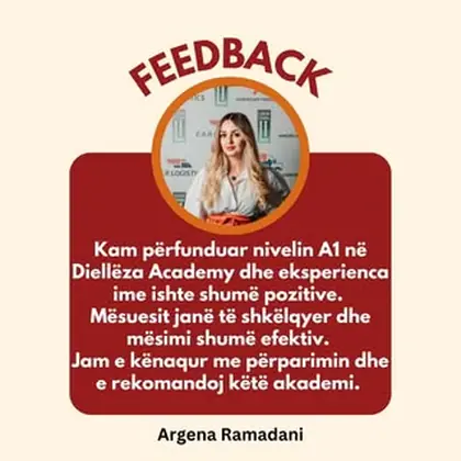 Argena Ramadani sapo përfundoi me sukses nivelin A1 në gjuhën gjermane në Diellëza…