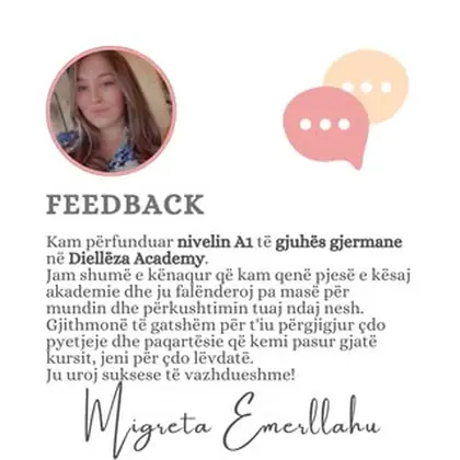 Migreta Emerllahu sapo përfundoi me sukses nivelin A1 në gjuhën gjermane në Diellëza…