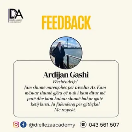 Ardijan Gashi ka ndarë përshtypjet e tij për kursin e gjuhës gjermane në Diellëza Academy!