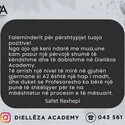 Safet Rexhepi ka ndarë përshtypjet e tij të jashtëzakonshme për kursin në Diellëza…