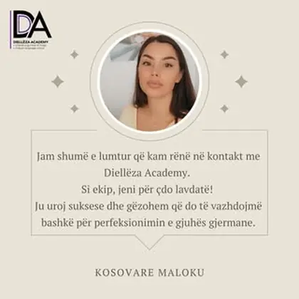 Kosovare Maloku sapo përfundoi me sukses nivelin A2 në gjuhën gjermane në Diellëza…