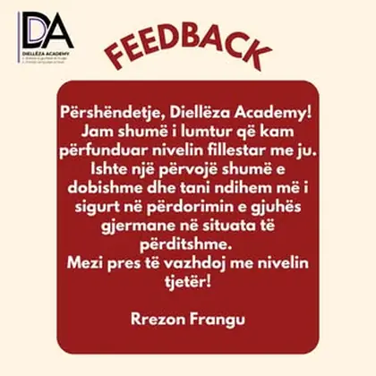Rrezon Frangu ka ndarë me ju përvojën e tij me kursin tonë të gjuhës gjermane!