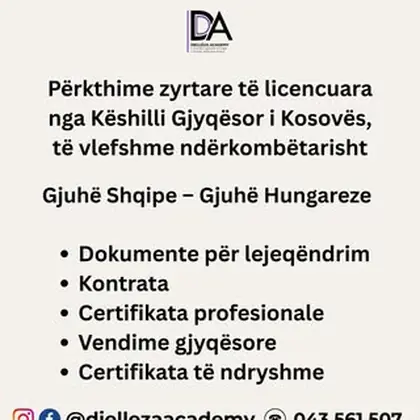 Përkthime zyrtare Shqip – Hungarisht!
