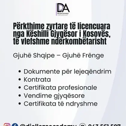 Përkthime zyrtare Shqip – Frëngjisht!