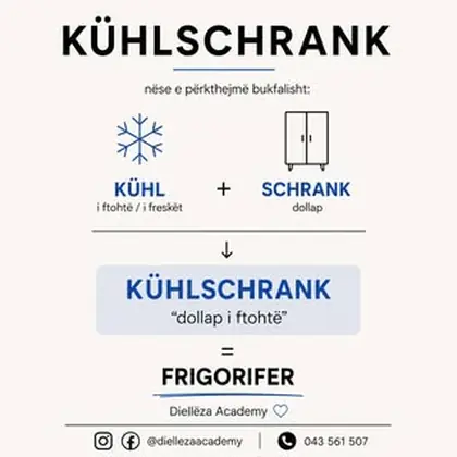 A e ke ditur çfarë do të thotë fjala „Kühlschrank“ nëse e përkthejmë fjalë për fjalë?